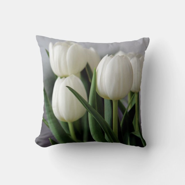 Elegante Tulp en Roos Bloemen Fotografie Kussen (Voorkant)
