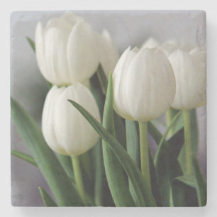 Elegante Tulp en Roos Bloemen Fotografie Stenen Onderzetter