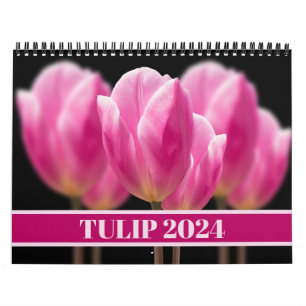 Elegante Tulp en Roos Bloemige Bloemen Fotografie Kalender