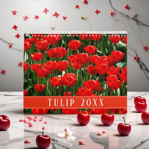 Elegante Tulp en Roos Bloemige Bloemen Fotografie Kalender