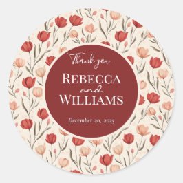 Elegante Tulp Huwelijkssticker Ronde Sticker
