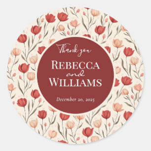 Elegante Tulp Huwelijkssticker Ronde Sticker