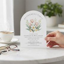 Elegante Tulp Narcis Boog Pensioen Uitnodiging