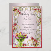 Elegante Tulp Verjaardag Uitnodiging (Voorkant / Achterkant)