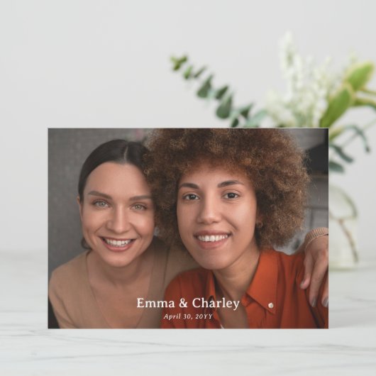 Elegante tulpen  bloementuin bruiloft foto kaart (Staand voorkant)