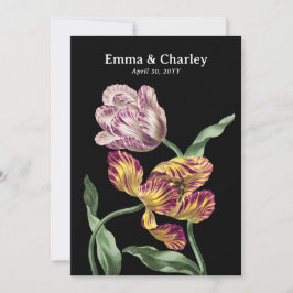 Elegante Tulpen Zwart  Bloementuin Bruiloft Kaart