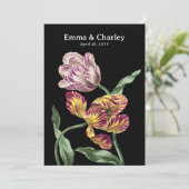 Elegante Tulpen Zwart  Bloementuin Bruiloft Kaart (Staand voorkant)