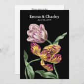 Elegante Tulpen Zwart  Bloementuin Bruiloft Kaart (Voorkant / Achterkant)