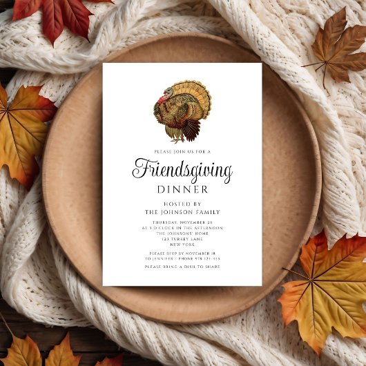 Elegante  Turkije Thanksgiving Diner Kaart