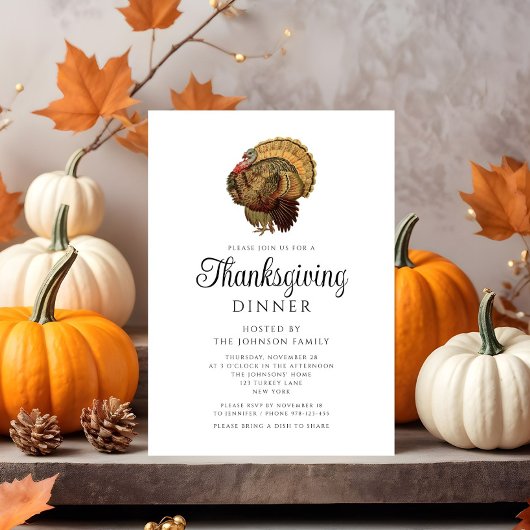 Elegante  Turkije Thanksgiving Diner Kaart