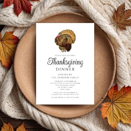 Elegante Turkije Thanksgiving Diner Kaart