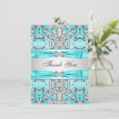 Elegante Turkoois Blauw Zilver Bedankt (Staand voorkant)