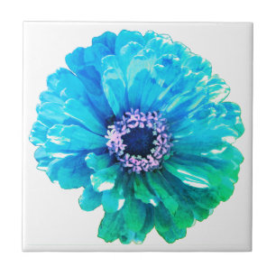 Elegante turkooisblauwe bloem bloemrijke margriet tegeltje