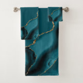 Elegante turkooisblauwe goudagaatgeode bad handdoek (Insitu)