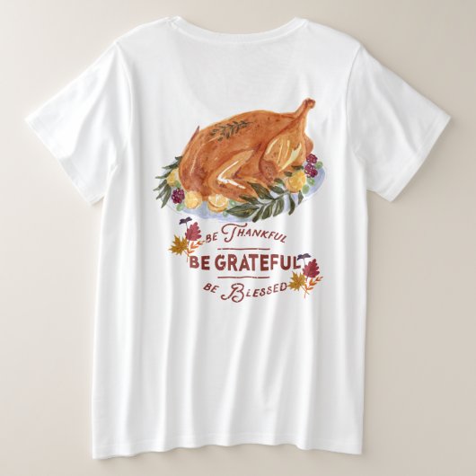 elegante  turkse Thanksgiving Grote Maat T-shirt (Design achterkant)