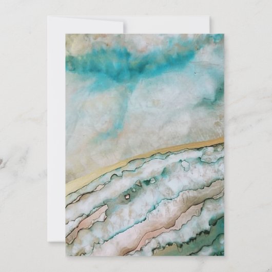 Elegante Turqoise en Gold Beach bruiloft Kaart (Achterkant)