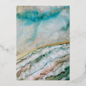 Elegante Turqoise en Gouden Driftwood Beach Bruilo Folie Uitnodiging (Achterkant)