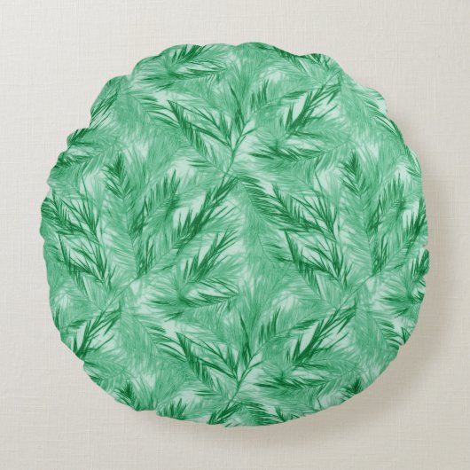 Elegante Turquois Palm Leaf Ronde Kussen (Voorkant)