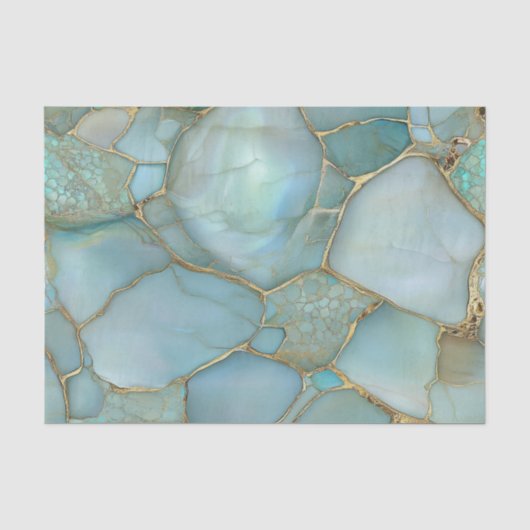 Elegante turquoise agaat geode gouden mozaïek tissuepapier (Voorkant)