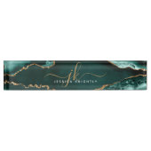Elegante Turquoise Agaat Gold Script Monogram Naam Naambordje (Voorkant)