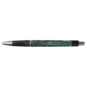 Elegante Turquoise Agaat Gold Script Monogram Naam Pen (Voorkant)
