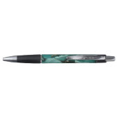 Elegante Turquoise Agaat Gold Script Monogram Naam Pen (Achterkant)