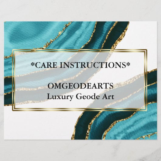 Elegante Turquoise Agate Bedrijfsidentiteit Flyer (Voorkant)