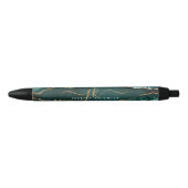 Elegante Turquoise Agaten Gouden Script Monogram N Zwarte Inkt Pen (Voorkant)