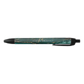 Elegante Turquoise Agaten Gouden Script Monogram N Zwarte Inkt Pen (Bodem)