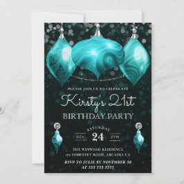 Elegante Turquoise Agaten Kerstballen 21e Verjaard Kaart