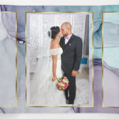 Elegante Turquoise Amethyst Alcohol Inkt Drie-Voud Drieluik Uitnodiging (Binnenkant midden)