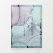Elegante Turquoise Amethyst Alcohol Inkt Tri-Fold  Drieluik Uitnodiging (Cover)