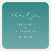 Elegante Turquoise Bedankkaart Vierkante Sticker (Voorkant)