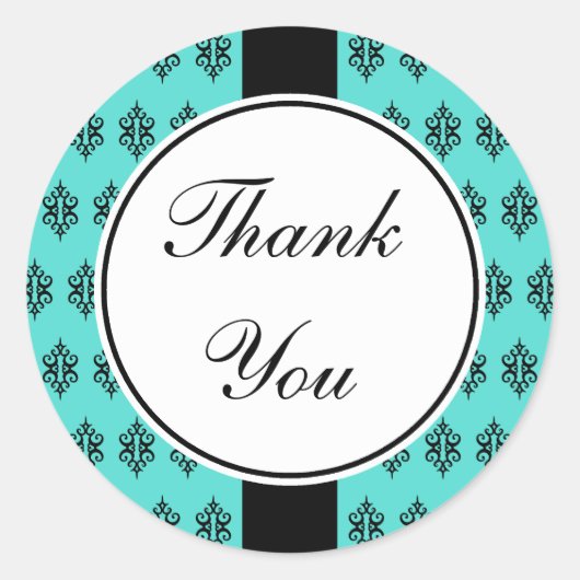 Elegante turquoise bedankstickers ronde sticker (Voorkant)