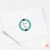 Elegante turquoise bedankstickers ronde sticker (Envelop)