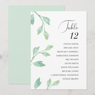 Elegante turquoise bladeren. Stoelenkaart voor het Kaart