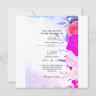 Elegante Turquoise Blauwe Bloemige Waterverf Trouw Save The Date