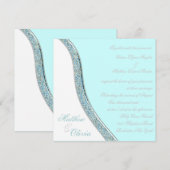 Elegante Turquoise Blauwe Bruiloft Kaart (Voorkant / Achterkant)
