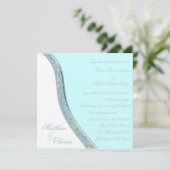Elegante Turquoise Blauwe Bruiloft Kaart (Staand voorkant)