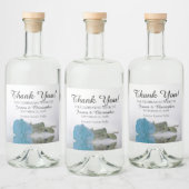 Elegante Turquoise Blauwe Roos Chic Bruiloft Bedan Likeurfles Etiket (Flessen)