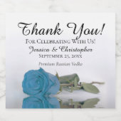 Elegante Turquoise Blauwe Roos Chic Bruiloft Bedan Likeurfles Etiket (Enkel label)