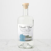 Elegante Turquoise Blauwe Roos Chic Bruiloft Bedan Likeurfles Etiket (Voorkant)