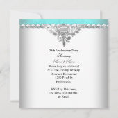 Elegante Turquoise Blauwe Witte 25e Trouwdag Kaart (Achterkant)