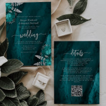 Elegante Turquoise Blauwe Zilveren Bloemencode QR 