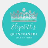 Elegante Turquoise Blauwe Zilveren Kroon Quinceane