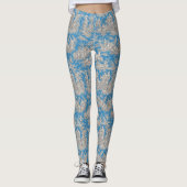 Elegante turquoise blauwgroen toile de jouy leggings (Voorkant)