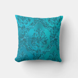 Elegante turquoise blauwgroene damast kussen