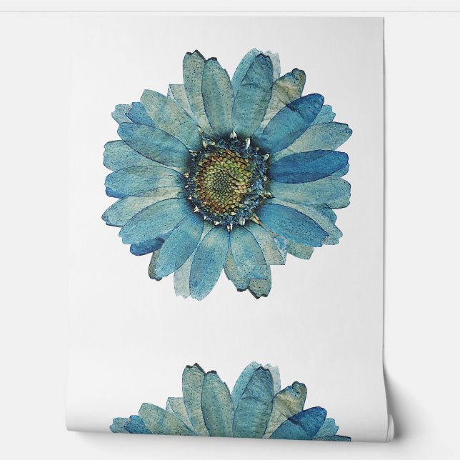 Elegante turquoise bloem behang (Afrollen)