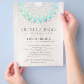 Elegante Turquoise Bloem Lotus Mandala Flyer (Hand)