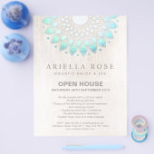 Elegante Turquoise Bloem Lotus Mandala Flyer (Enkel)